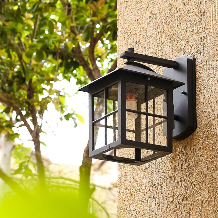 Modern Simplicity Waterproof Aluminum Square Glass Shade 1-Light Wall Sconce Lamp For Outdoor Patio | Bowlift