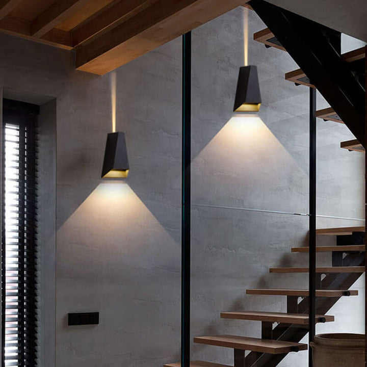 Modern Creative Trapezoid Up and Down Illuminated LED Outdoor Wall Sconce Lamp | Bowlift