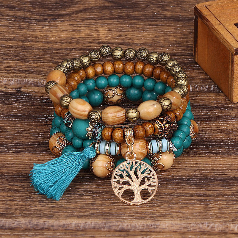 BowLift | Boho Multilayer Wooden Bead Bracelet