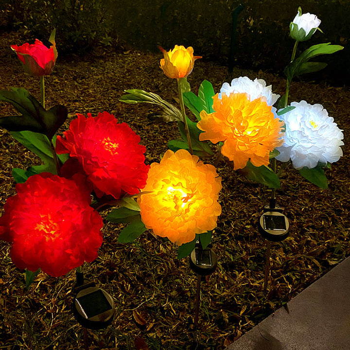 Contemporary Creative Solar Peony Flower LED Waterproof Lawn Landscape Insert Light For Outdoor Patio | Bowlift