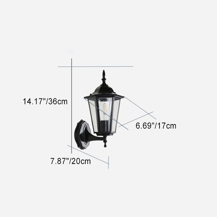 Contemporary Industrial Hexagonal Aluminum Frame Frosted Glass 1-Light Outdoor Wall Sconce Lamp For Garden | Bowlift