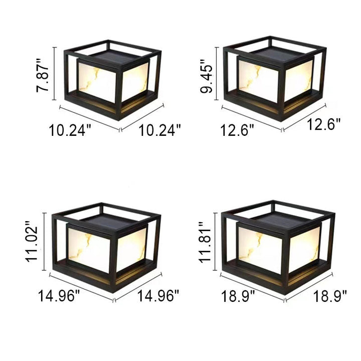 Modern Solar Square Chinese Outdoor Column Head Light LED Lawn Landscape Light | Bowlift