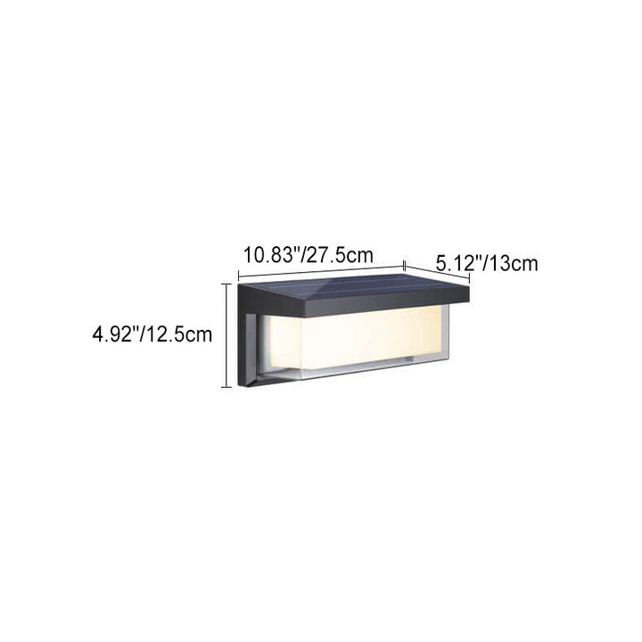 Modern Minimalist Solar Rectangle PC LED Outdoor Wall Sconce Lamp For Outdoor Patio | Bowlift