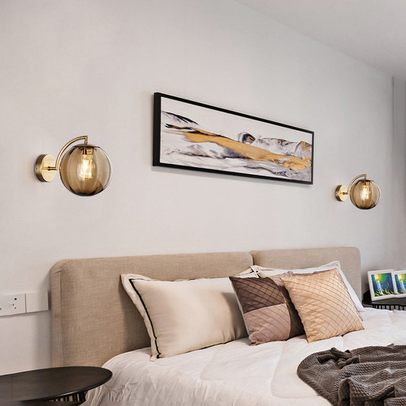 BowLift | Contemporary Scandinavian Round Ball Iron Glass 1-Light Wall Lamp for Living Room