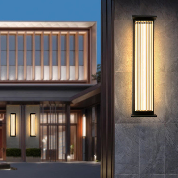 Modern Minimalist Waterproof Rectangular Stainless Steel Acrylic LED Wall Sconce Lamp For Outdoor Patio | Bowlift
