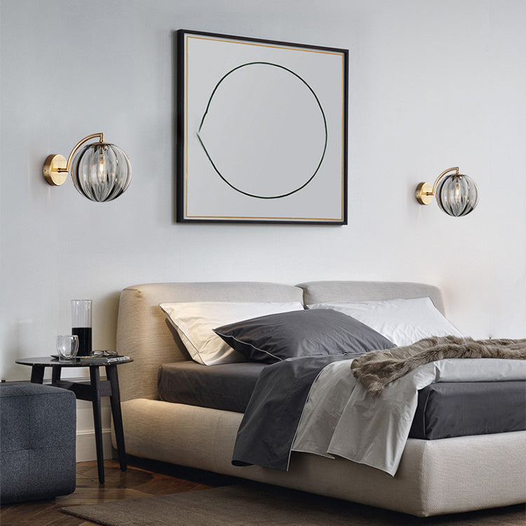 BowLift | Contemporary Scandinavian Round Ball Iron Glass 1-Light Wall Lamp for Living Room