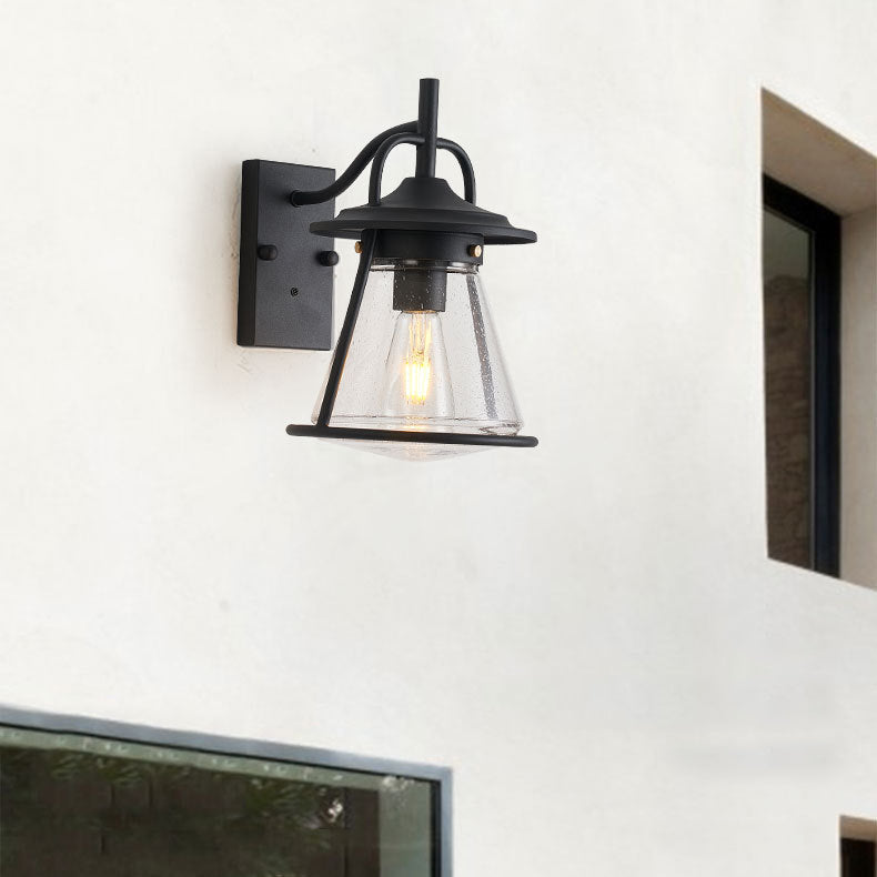 Waterproof Glass Cone Shade 1-Light Outdoor Wall Sconce Lamp | Bowlift