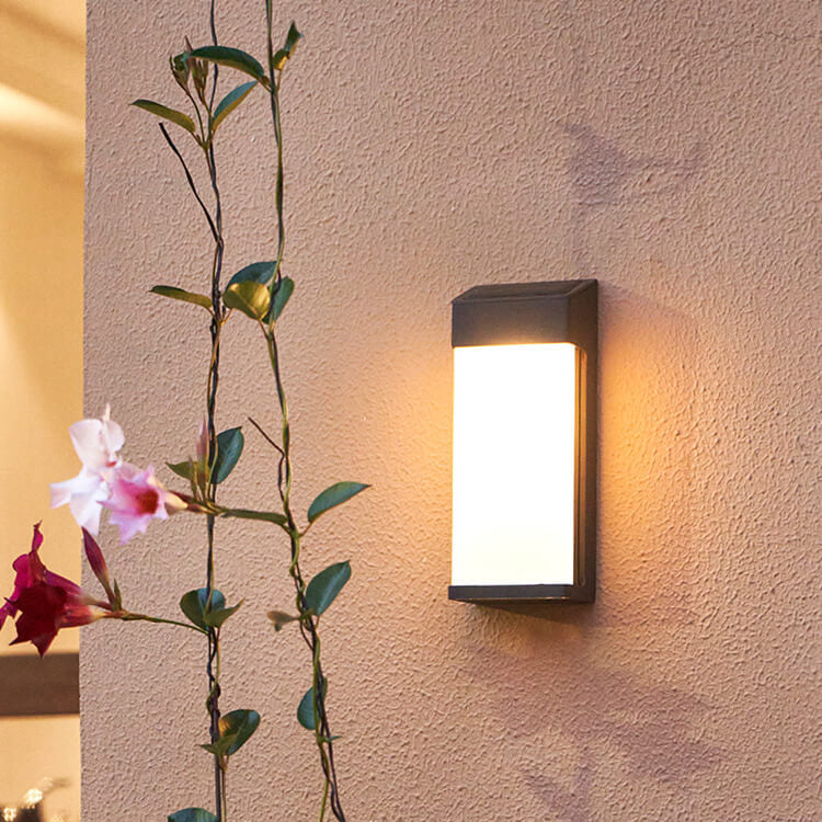 Solar Square Frosted Glass Waterproof Outdoor LED Wall Sconce Lamp | Bowlift