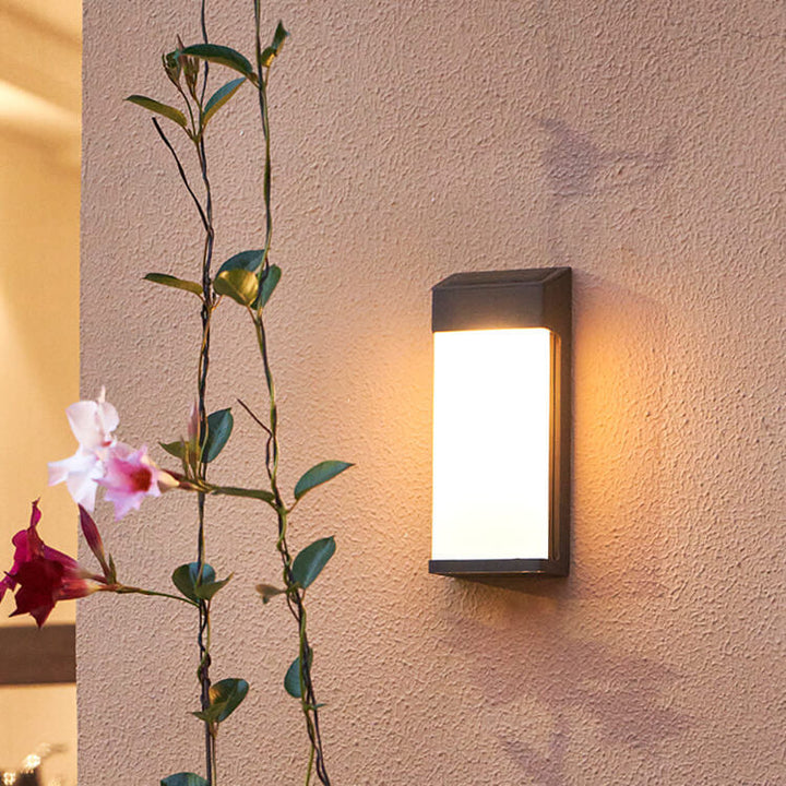 Solar Square Frosted Glass Waterproof Outdoor LED Wall Sconce Lamp | Bowlift