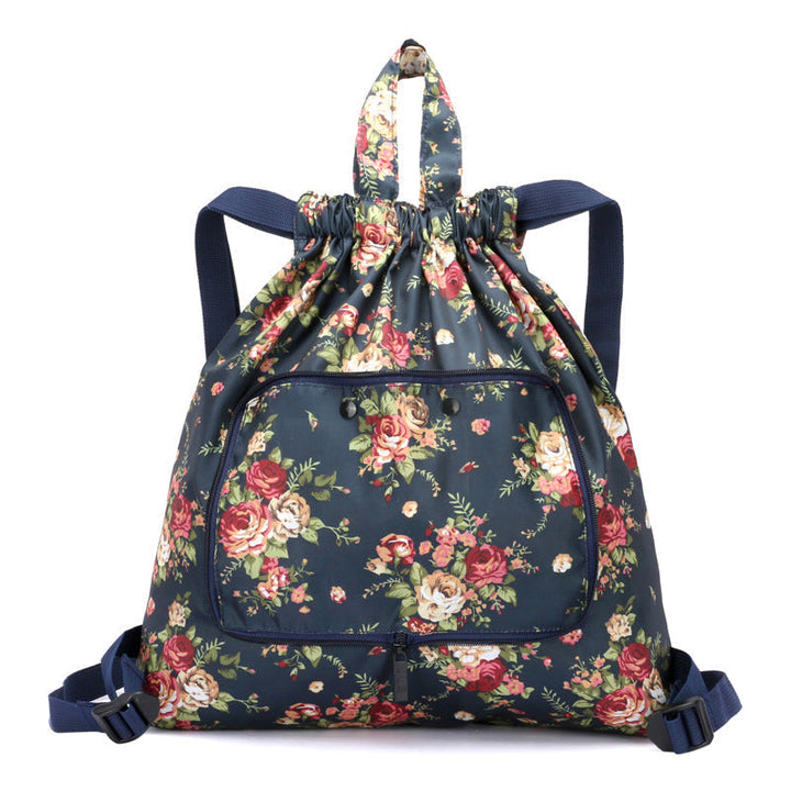 Foldable Printed Nylon Backpack with Drawstring | Bowlift