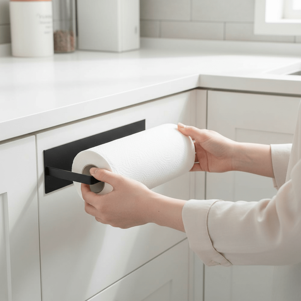 BowLift | Robust paper towel holder with iron construction, easy to install