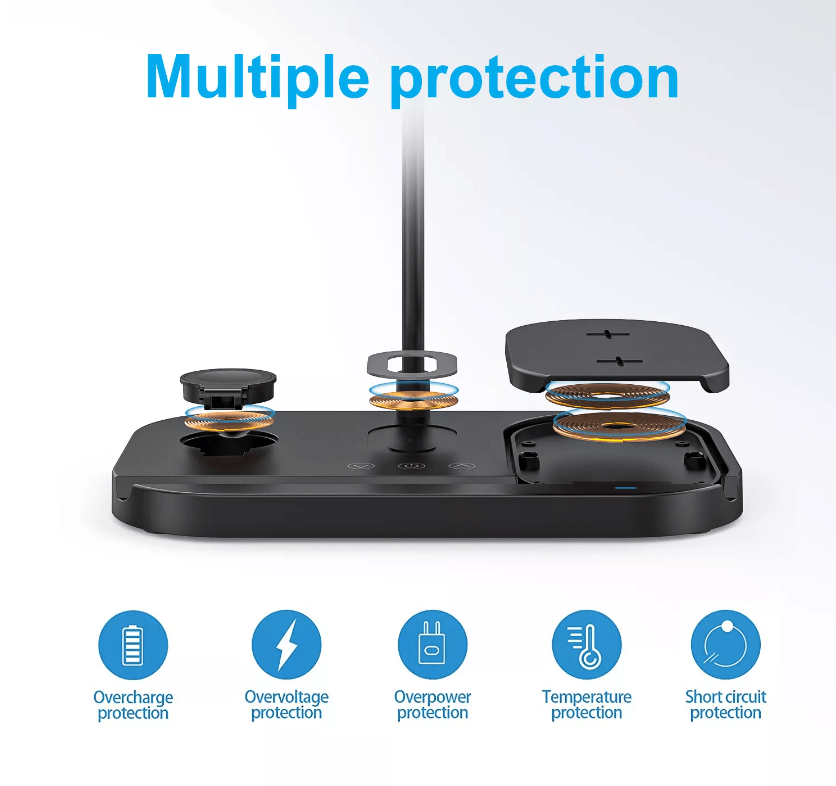 LED table lamp with dimmer and wireless charger for smartphones (4-in-1) | Bowlift