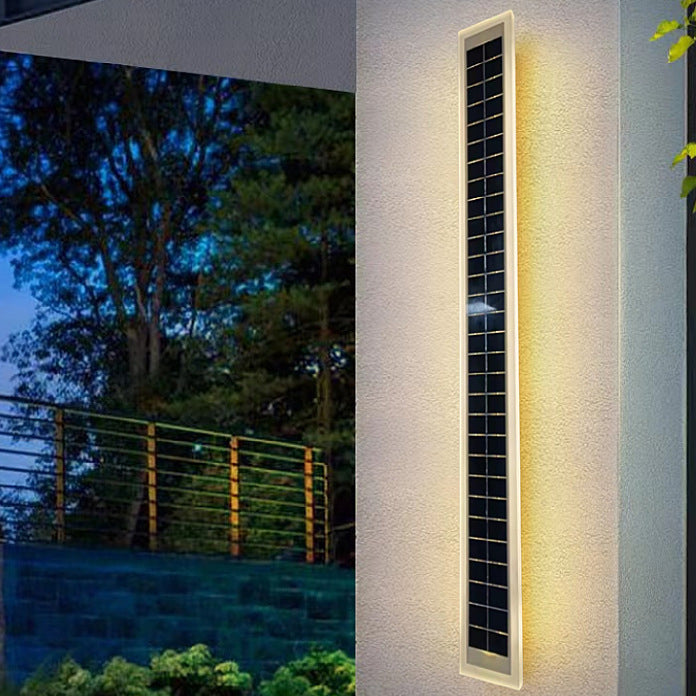 Minimalist Outdoor Solar Rectangular Strip Waterproof Patio LED Wall Sconce Lamp | Bowlift