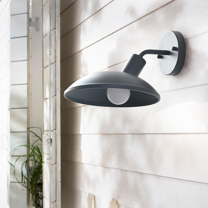 Modern Minimalist Waterproof Round Iron 1-Light Wall Sconce Lamp For Outdoor Patio | Bowlift