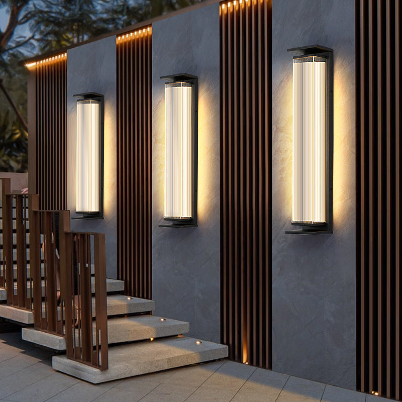 Modern Minimalist Waterproof Rectangular Stainless Steel Acrylic LED Wall Sconce Lamp For Outdoor Patio | Bowlift