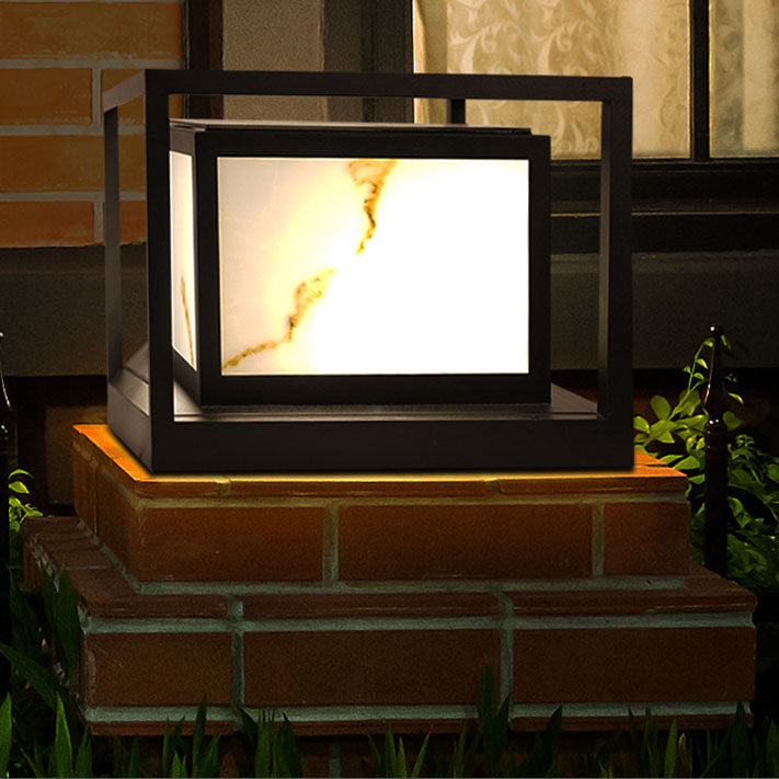 Modern Solar Square Chinese Outdoor Column Head Light LED Lawn Landscape Light | Bowlift