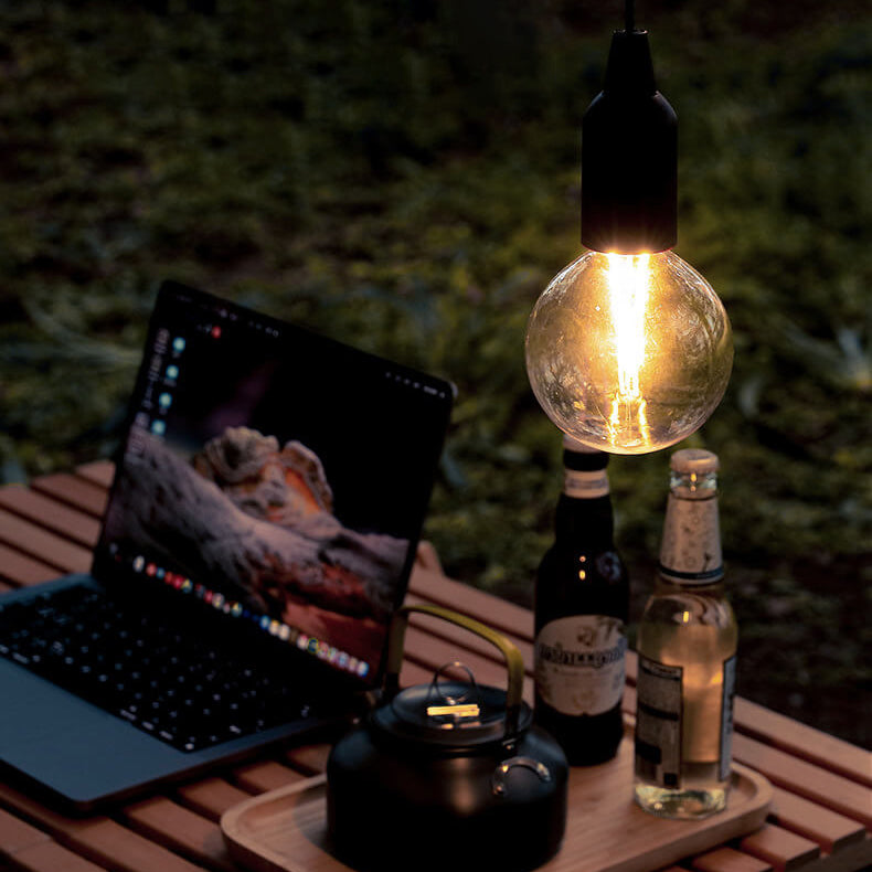 Retro Portable Waterproof Wood Round Cone Battery USB 1-Light Camping Outdoor Light | Bowlift
