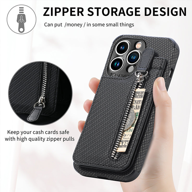 BowLift | Magnetic Zipper Wallet Cover With Credit Card Holder for iPhone