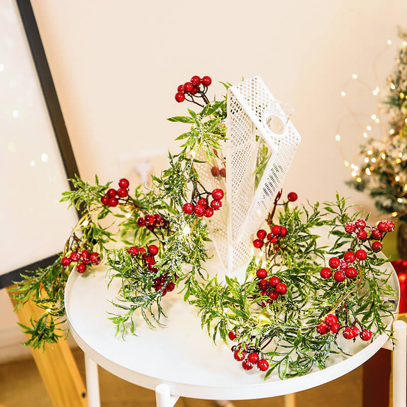 BowLift | Christmas Red Fruit Pine Needle LED Copper Wire Decorative Battery String Lights