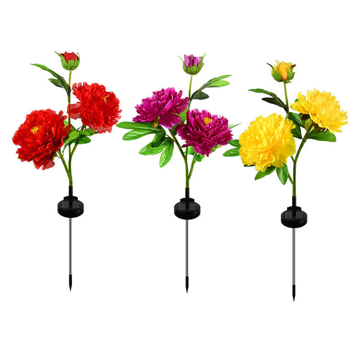Contemporary Creative Solar Peony Flower LED Waterproof Lawn Landscape Insert Light For Outdoor Patio | Bowlift