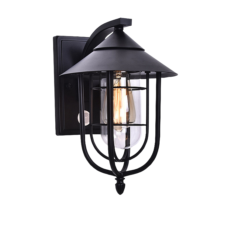 Contemporary Industrial Iron Waterproof Human Body Sensing 1-Light Outdoor Wall Sconce Lamp For Outdoor Patio | Bowlift