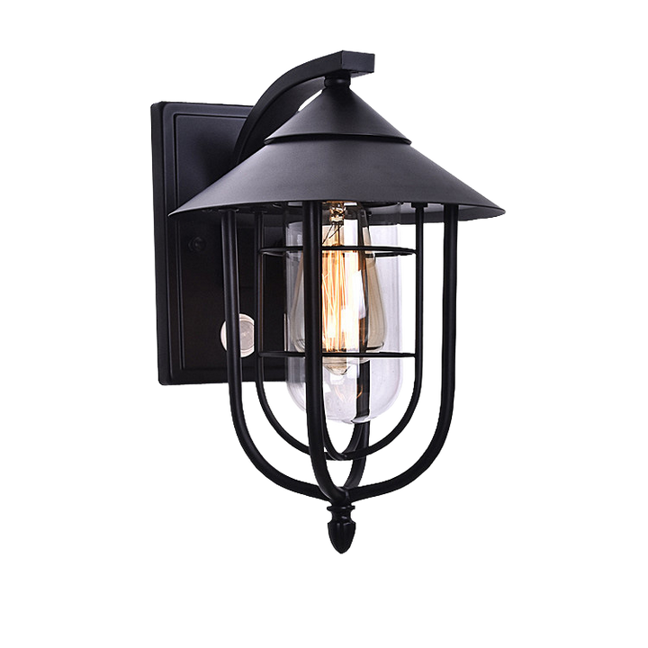 Contemporary Industrial Iron Waterproof Human Body Sensing 1-Light Outdoor Wall Sconce Lamp For Outdoor Patio | Bowlift
