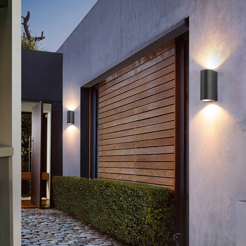 Modern Simple Outdoor Waterproof Aluminum Glass Cylinder 2-Light Wall Sconce Lamp | Bowlift