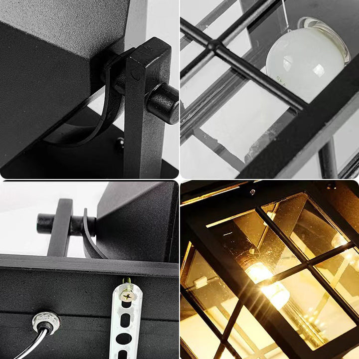 Modern Simplicity Waterproof Aluminum Square Glass Shade 1-Light Wall Sconce Lamp For Outdoor Patio | Bowlift