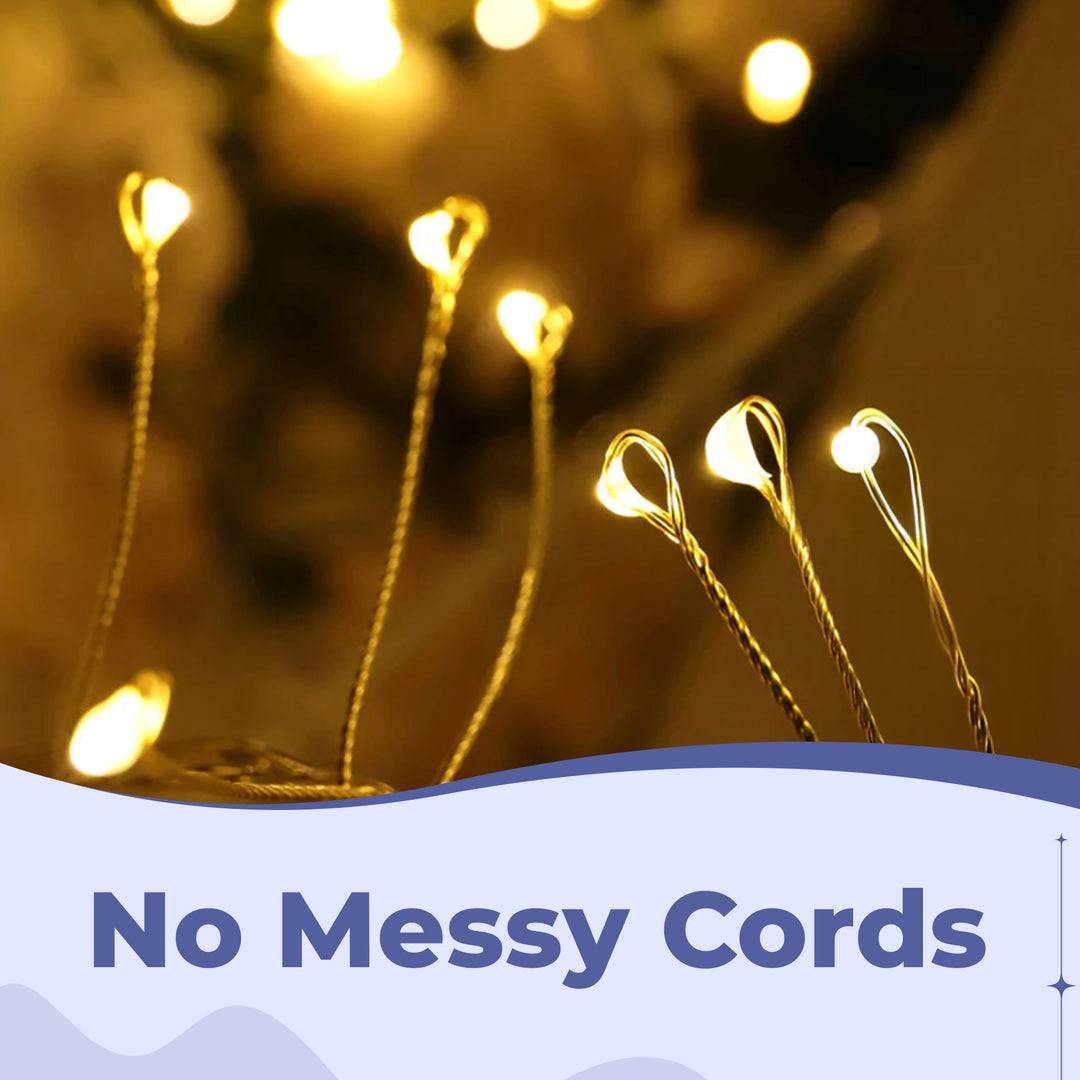 LED Firecracker String Lights – Dazzling Copper Wire Sparkle Bowlift