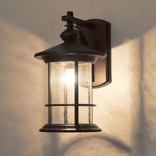 Industrial Vintage Bubble Glass Column 1-Light Outdoor Waterproof Wall Sconce Lamp | Bowlift