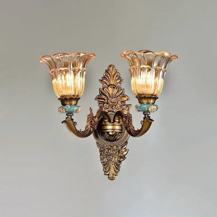 BowLift | FlorisLuxe European Wall Lamp | Blossom Design | 1-2 Flames | High-Quality Resin & Glass | Elegance for Living Room & Hallway