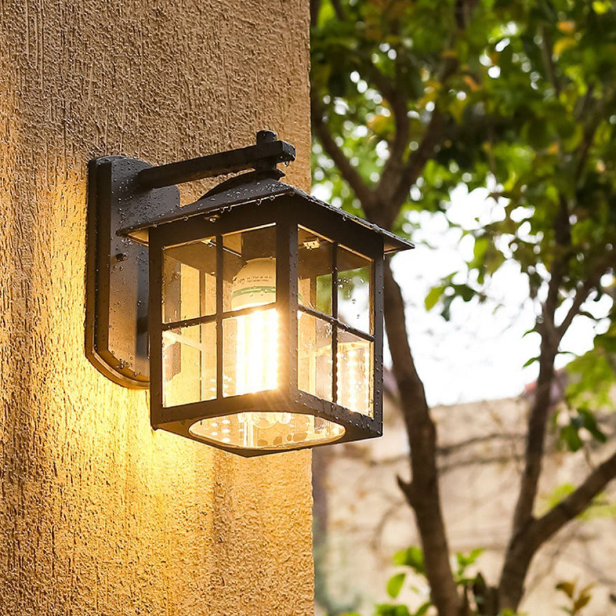 Modern Simplicity Waterproof Aluminum Square Glass Shade 1-Light Wall Sconce Lamp For Outdoor Patio | Bowlift