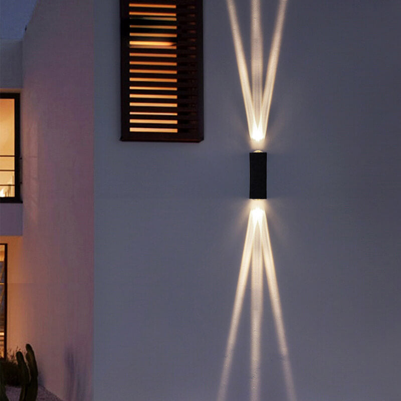 Modern Aluminum Lens Outdoor Patio Double-headed LED Wall Sconce Lamp | Bowlift