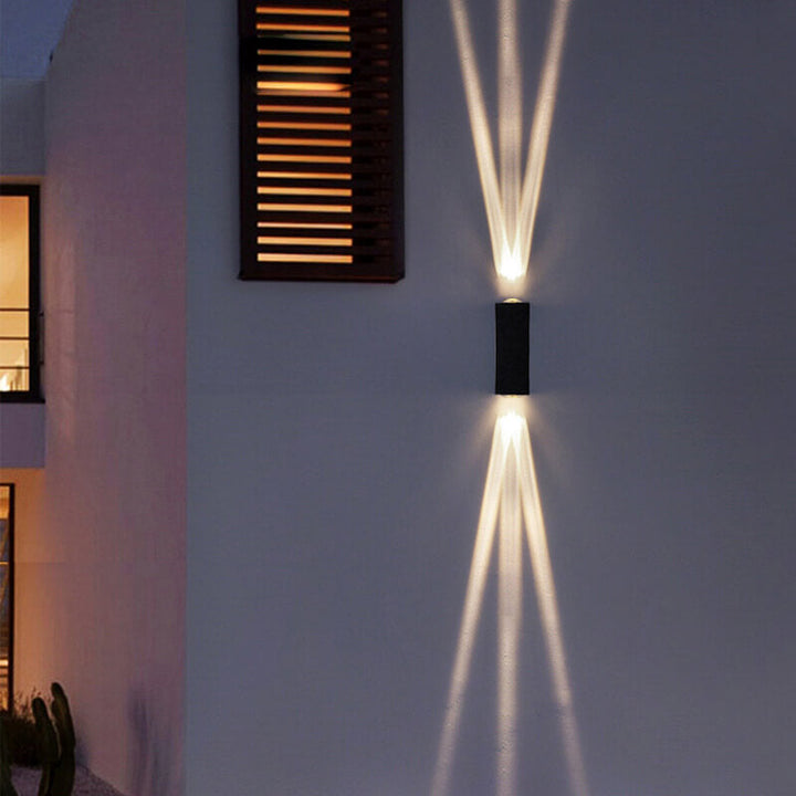 Modern Aluminum Lens Outdoor Patio Double-headed LED Wall Sconce Lamp | Bowlift