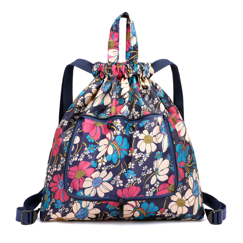 Foldable Printed Nylon Backpack with Drawstring | Bowlift