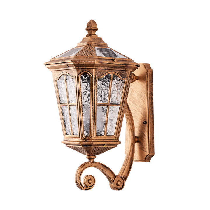 European Solar Outdoor Lantern Aluminum Glass Waterproof 1-Light Wall Sconce Lamp | Bowlift