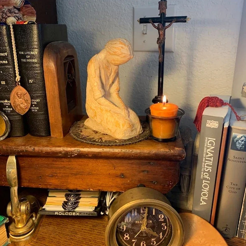 BowLift | Sweet Hour of Prayer, beautiful hand-cast inspiring sculpture of a praying woman