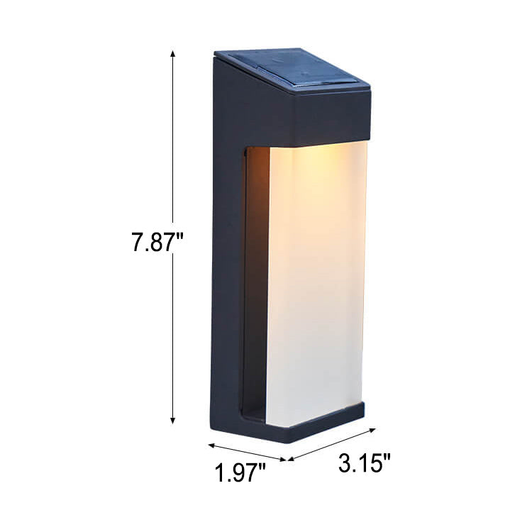 Solar Square Frosted Glass Waterproof Outdoor LED Wall Sconce Lamp | Bowlift
