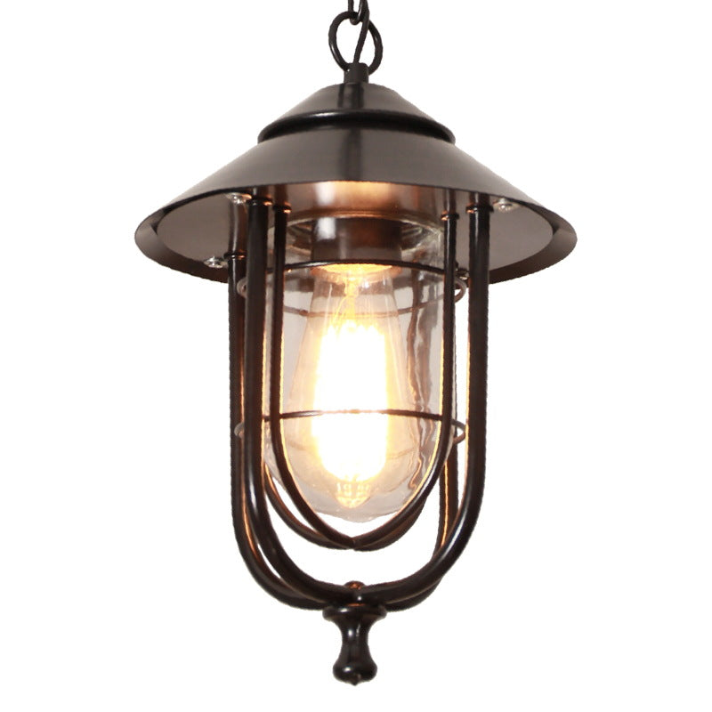 Industrial Vintage Aluminum Cage Glass 1-Light Outdoor Waterproof Pendant Light | Bowlift