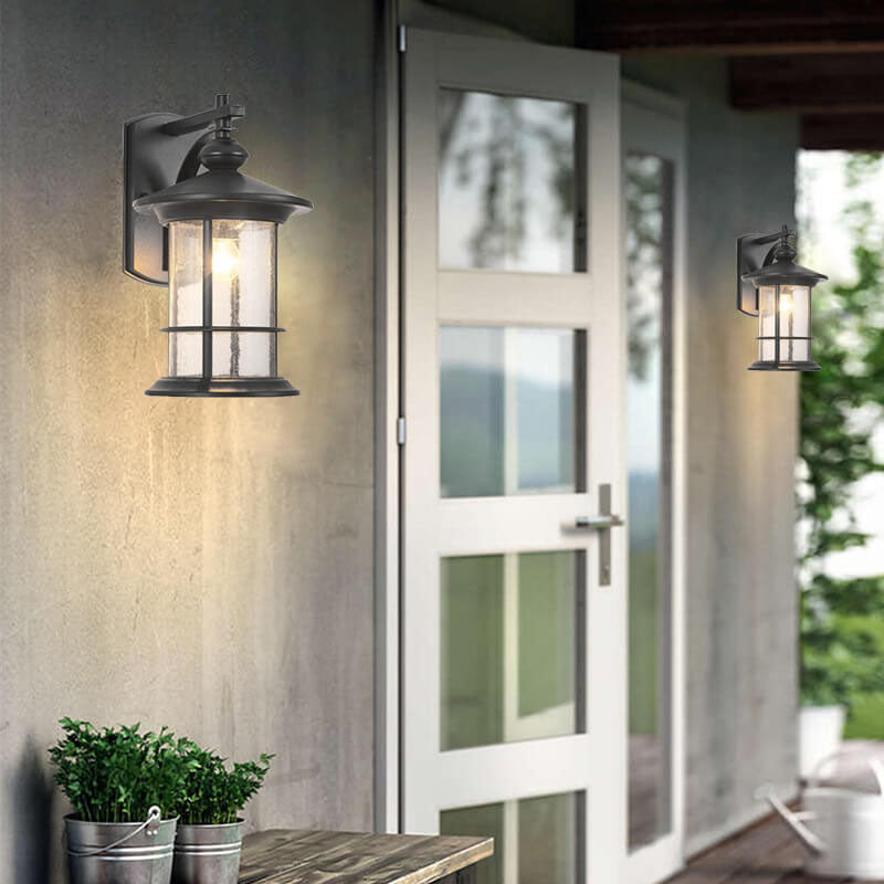 Industrial Vintage Bubble Glass Column 1-Light Outdoor Waterproof Wall Sconce Lamp | Bowlift
