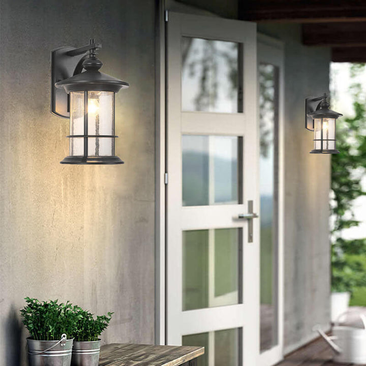Industrial Vintage Bubble Glass Column 1-Light Outdoor Waterproof Wall Sconce Lamp | Bowlift