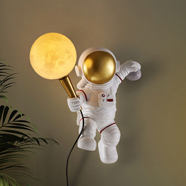BowLift | CosmoBuddy Astronaut Wall Lamp | Creative Design | Resin & ABS | LED Bedroom Light