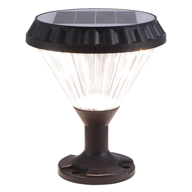Modern Black Solar Die-Cast Aluminum Glass Outdoor Patio Waterproof Column Head Light | Bowlift