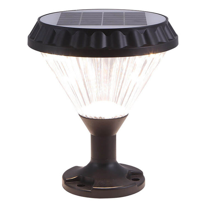 Modern Black Solar Die-Cast Aluminum Glass Outdoor Patio Waterproof Column Head Light | Bowlift