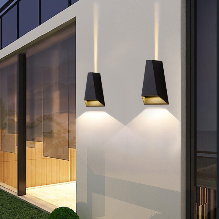 Modern Creative Trapezoid Up and Down Illuminated LED Outdoor Wall Sconce Lamp | Bowlift
