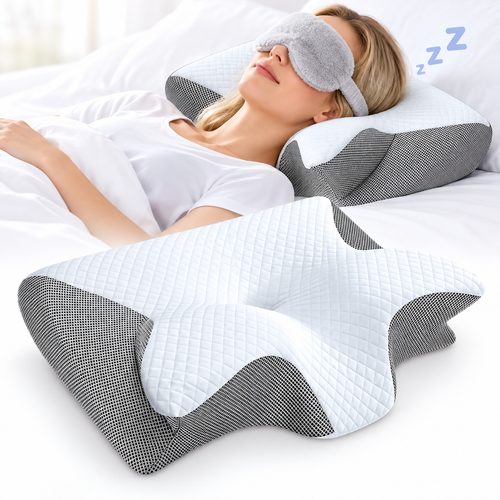 Ergonomic Cervical Memory Foam Contour Pillow with Neck Support and Breathable Mesh Cover Bowlift