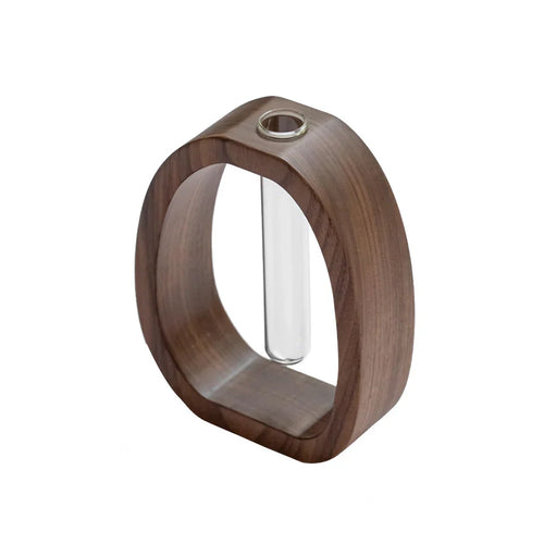 BowLift | Walnut Solid Wood Flower Vase - Modern Creative Plant Stand