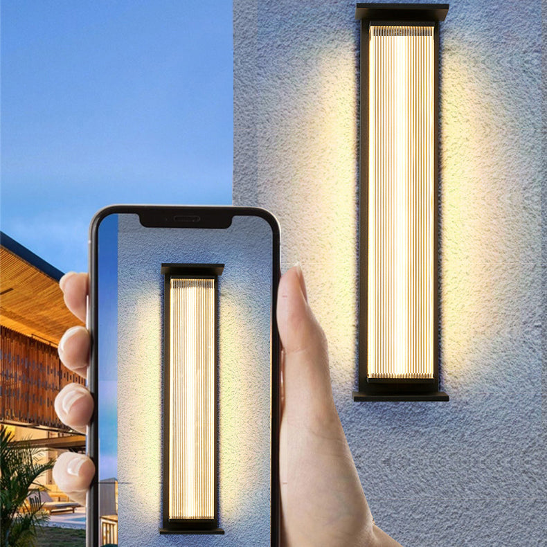 Modern Minimalist Waterproof Rectangular Stainless Steel Acrylic LED Wall Sconce Lamp For Outdoor Patio | Bowlift