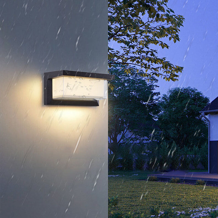 Modern Minimalist Solar Rectangle PC LED Outdoor Wall Sconce Lamp For Outdoor Patio | Bowlift