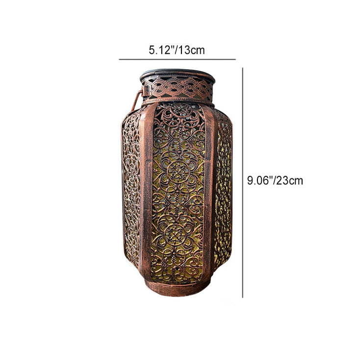 Modern Art Deco Solar Waterproof Hexagonal Lantern Iron LED Outdoor Light For Garden | Bowlift